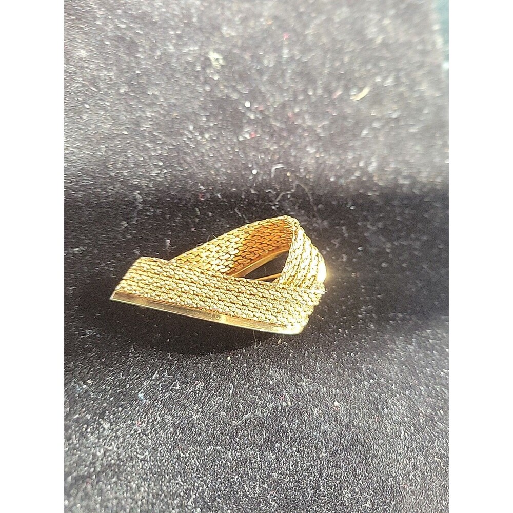 Vtg Goldtone Ribbon Brooch Pin Marked Germany Textured Knot Estate Sale